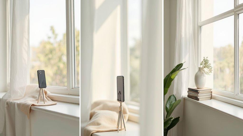 How to photograph near a window with three positions that work for stunning mobile photos